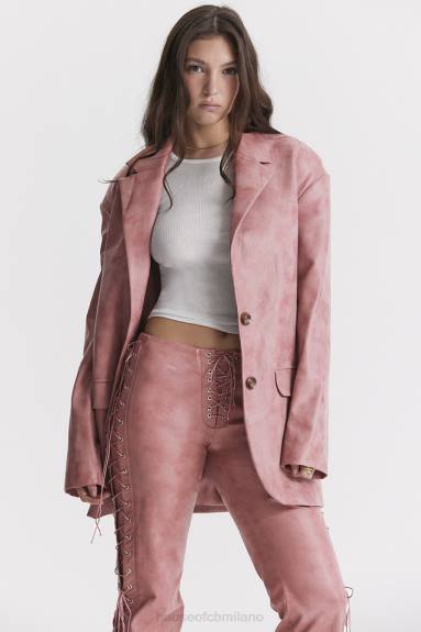 vestiario esso House of CB Blazer oversize Kiera in pelle vegana rosa caldo X44T1031