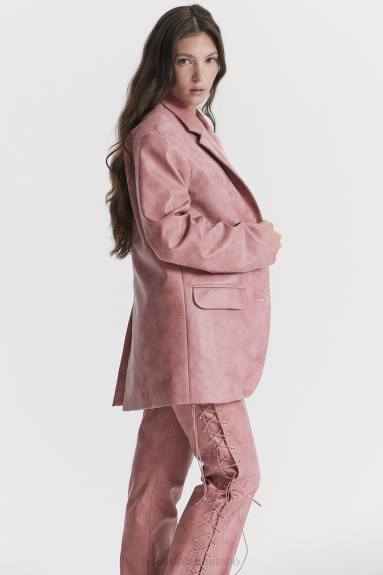 vestiario esso House of CB Blazer oversize Kiera in pelle vegana rosa caldo X44T1031
