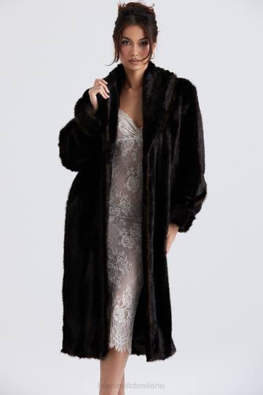 vestiario esso House of CB Cappotto in pelliccia sintetica marrone scuro Callie X44T1036