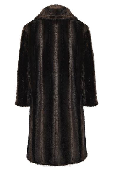 vestiario esso House of CB Cappotto in pelliccia sintetica marrone scuro Callie X44T1036