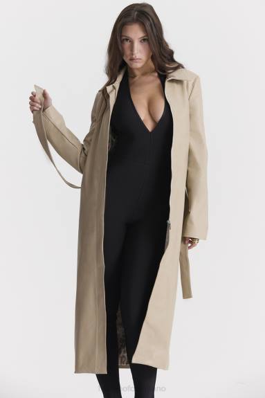 vestiario esso House of CB Trench Ariel in pelle vegana beige X44T1030