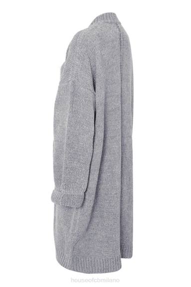 vestiario esso House of CB Cardigan morbido in ciniglia grigia Celine X44T1053