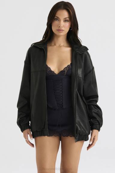 vestiario esso House of CB Bomber oversize in pelle vegana nera Larissa X44T1039