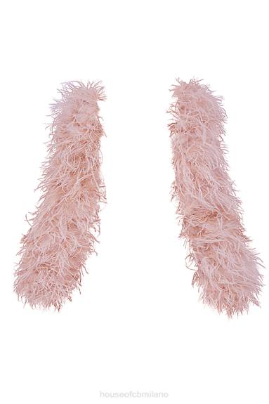 vestiario esso House of CB giacca con maniche in marabù rosa tenue cenere X44T1035