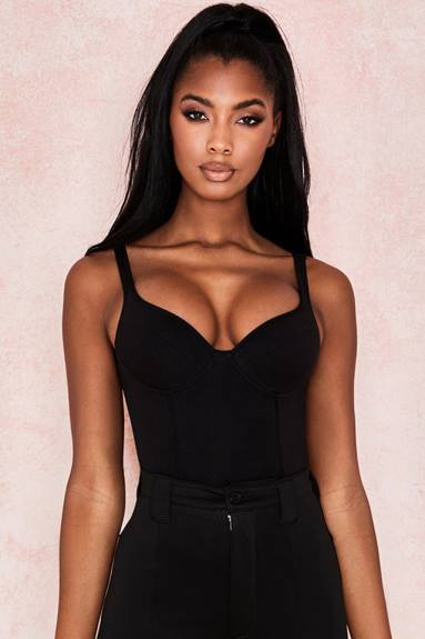 vestiario esso House of CB Body imani in morbido jersey nero marna X44T811
