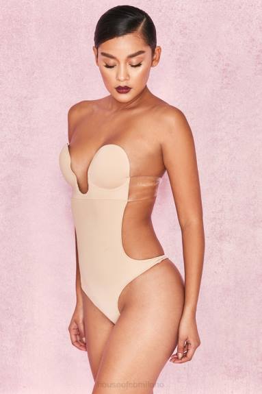 vestiario esso House of CB body autoadesivo senza schienale beige con scollo profondo X44T822