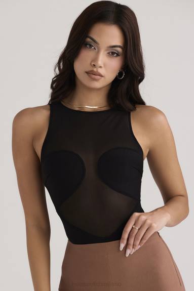 vestiario esso House of CB body chiaro senza maniche a fascia nera X44T718