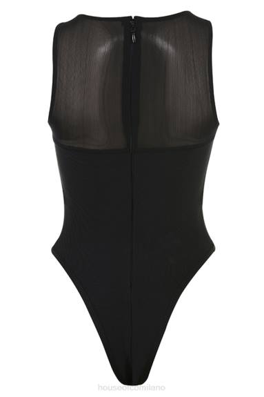 vestiario esso House of CB body chiaro senza maniche a fascia nera X44T718