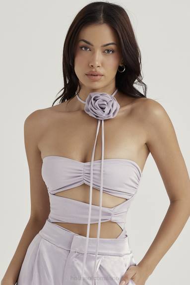 vestiario esso House of CB body joie con bordi floreali grigi X44T713