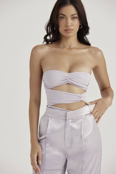 vestiario esso House of CB body joie con bordi floreali grigi X44T713