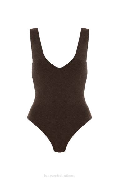 vestiario esso House of CB body karisa marrone con scollo a V X44T770