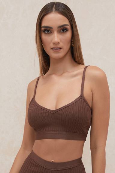 vestiario esso House of CB Bralette con fasciatura al cioccolato Evie X44T776
