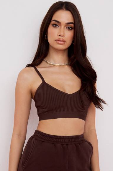 vestiario esso House of CB Bralette con fasciatura marrone Evie X44T760