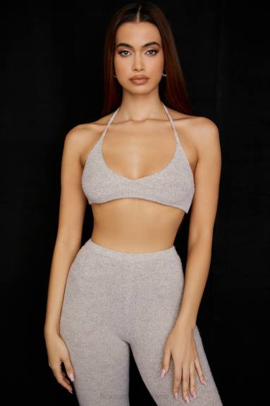 vestiario esso House of CB Bralette in maglia a coste color farina d'avena Jolene X44T731