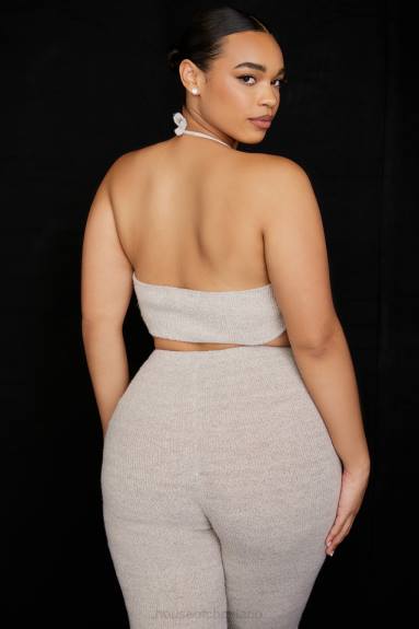 vestiario esso House of CB Bralette in maglia a coste color farina d'avena Jolene X44T731