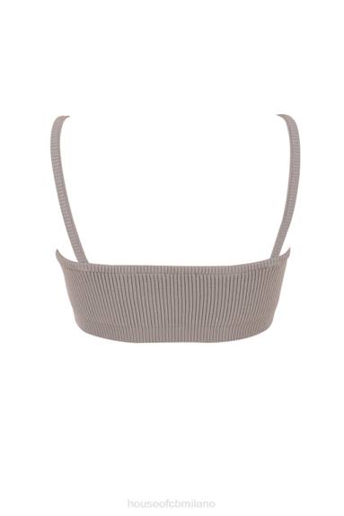 vestiario esso House of CB bralette in maglia a coste color talpa mischa X44T691