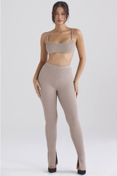 vestiario esso House of CB bralette in maglia a coste color talpa mischa X44T691