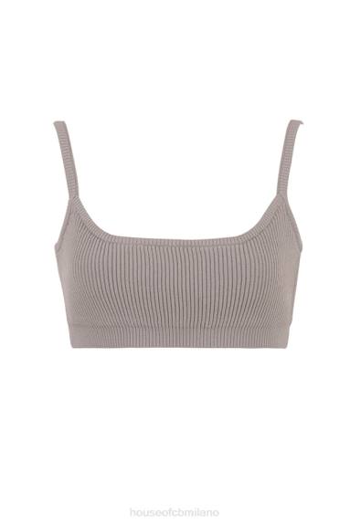 vestiario esso House of CB bralette in maglia a coste color talpa mischa X44T691