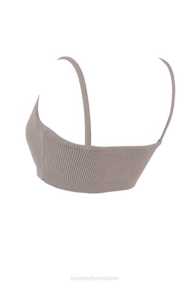 vestiario esso House of CB bralette in maglia a coste color talpa mischa X44T691