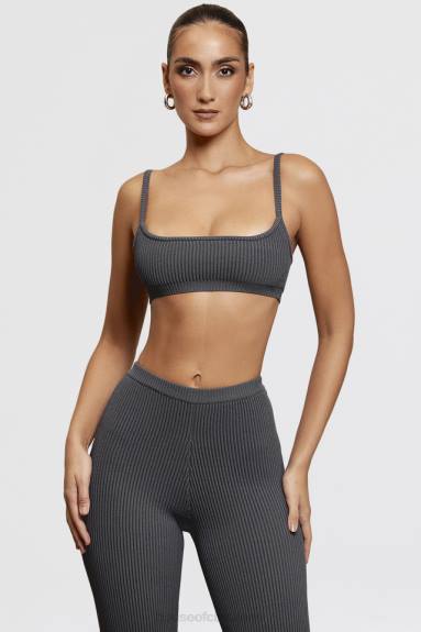 vestiario esso House of CB bralette in maglia a coste grigio scuro mischa X44T703