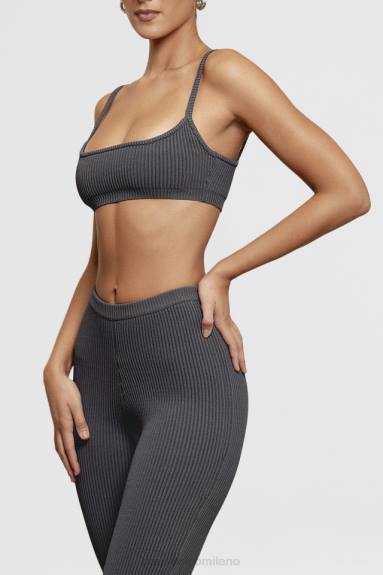 vestiario esso House of CB bralette in maglia a coste grigio scuro mischa X44T703
