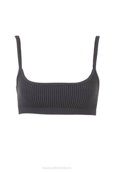 vestiario esso House of CB bralette in maglia a coste grigio scuro mischa X44T703