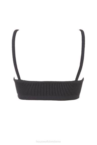vestiario esso House of CB bralette in maglia a coste grigio scuro mischa X44T703