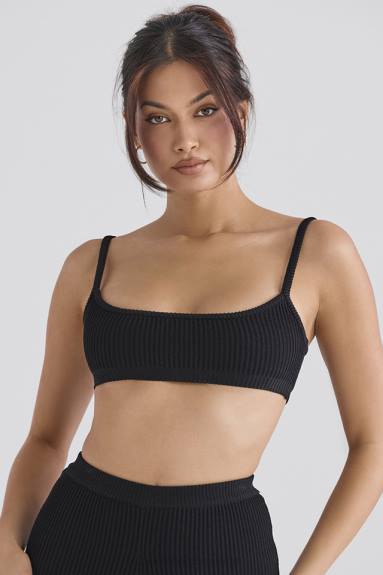 vestiario esso House of CB bralette in maglia a coste nera mischa X44T690