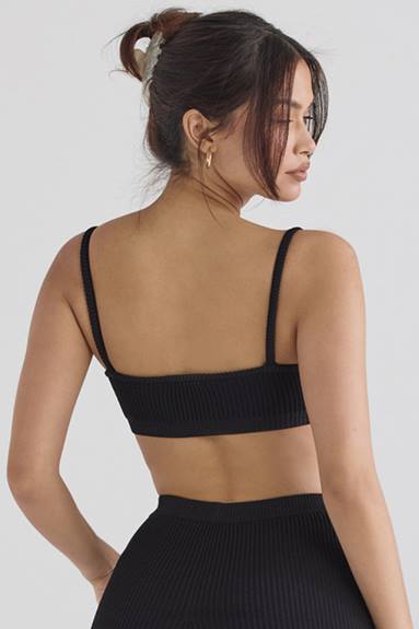 vestiario esso House of CB bralette in maglia a coste nera mischa X44T690