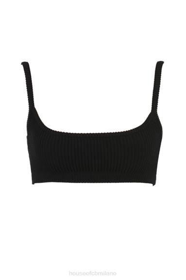 vestiario esso House of CB bralette in maglia a coste nera mischa X44T690