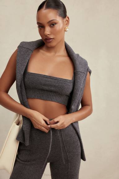 vestiario esso House of CB bralette sia in misto cashmere color carbone X44T647
