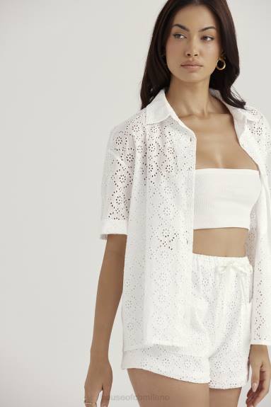 vestiario esso House of CB camicia carrie bianca in pizzo sangallo X44T715
