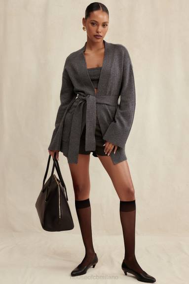 vestiario esso House of CB Cardigan con cintura in misto cashmere antracite Alaia X44T652