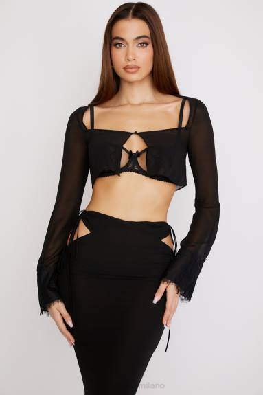 vestiario esso House of CB Cardigan corto Tara nero X44T729