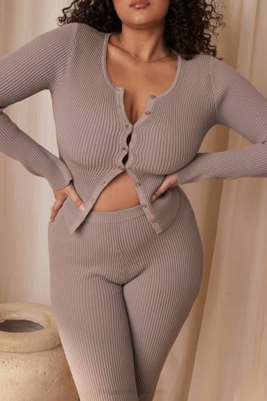 vestiario esso House of CB Cardigan in maglia a coste color talpa Sylvia X44T696