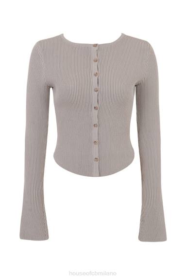 vestiario esso House of CB Cardigan in maglia a coste color talpa Sylvia X44T696