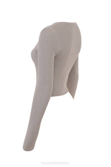 vestiario esso House of CB Cardigan in maglia a coste color talpa Sylvia X44T696