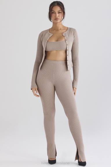 vestiario esso House of CB Cardigan in maglia a coste color talpa Sylvia X44T696