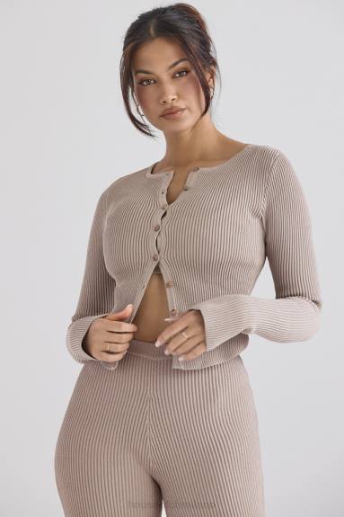 vestiario esso House of CB Cardigan in maglia a coste color talpa Sylvia X44T696