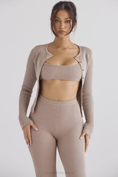 vestiario esso House of CB Cardigan in maglia a coste color talpa Sylvia X44T696
