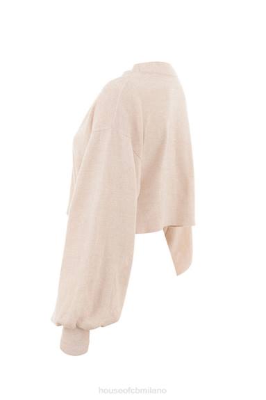 vestiario esso House of CB Cardigan squadrato corto color crema meryl X44T783