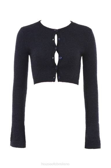 vestiario esso House of CB lulie cardigan corto in maglia soffice blu navy X44T734
