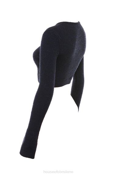 vestiario esso House of CB lulie cardigan corto in maglia soffice blu navy X44T734