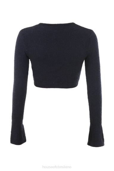 vestiario esso House of CB lulie cardigan corto in maglia soffice blu navy X44T734