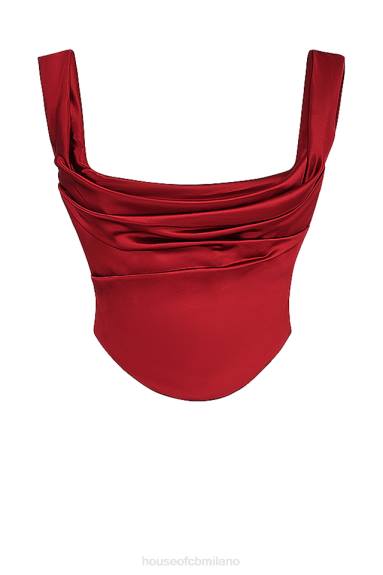 vestiario Esso House of CB un corsetto color rubino con pizzo sul retro X44T1