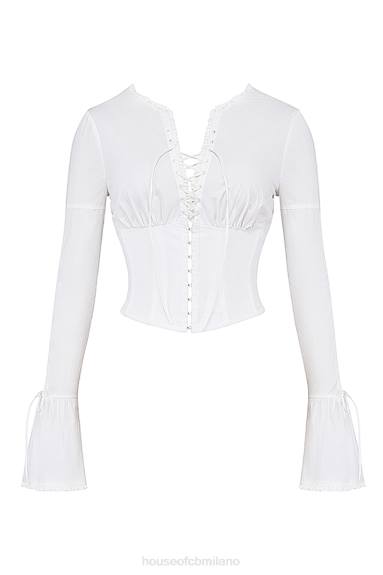 vestiario esso House of CB Anissa top stringato bianco X44T10