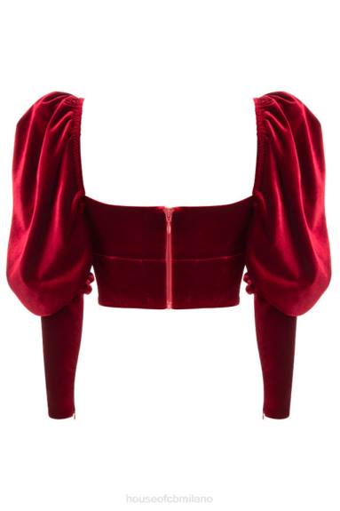 vestiario esso House of CB Corsetto a maniche lunghe in velluto color vino Valerie X44T101