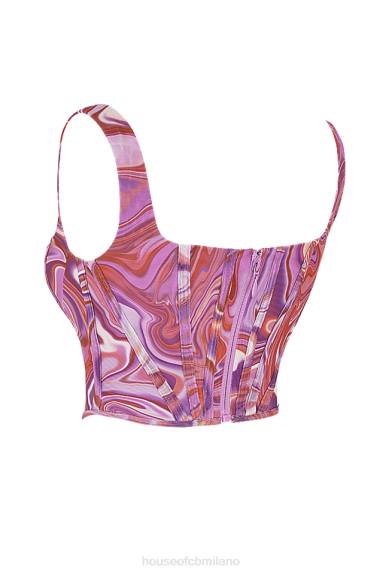 vestiario esso House of CB Corsetto in rete con stampa a spirale viola Ninetta X44T85