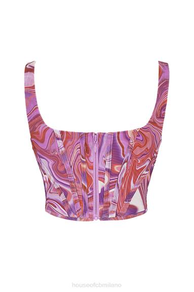 vestiario esso House of CB Corsetto in rete con stampa a spirale viola Ninetta X44T85
