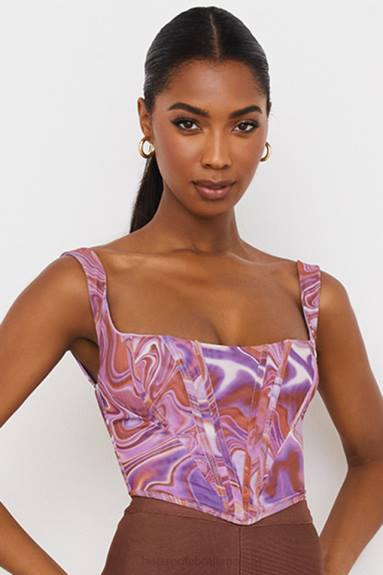 vestiario esso House of CB Corsetto in rete con stampa a spirale viola Ninetta X44T85